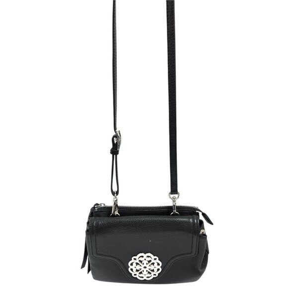 Brighton Ferrara EVE Crossbody Bag Black Leather Adjustable Strap Zip Closure - Picture 12 of 15